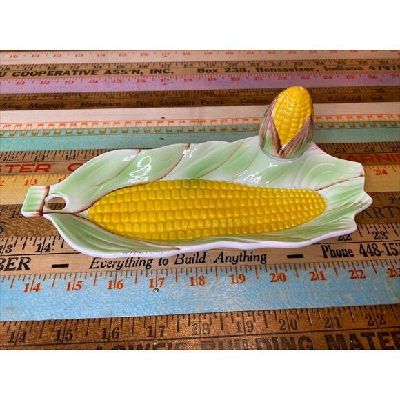 VINTAGE Norleans Individual Corn Cob Dish Server plate salt shaker Japan 2 Set - Picture 2 of 9